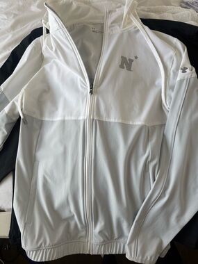 Under Armour White and Light Gray Athletic Hoodie Naval Academy Logo